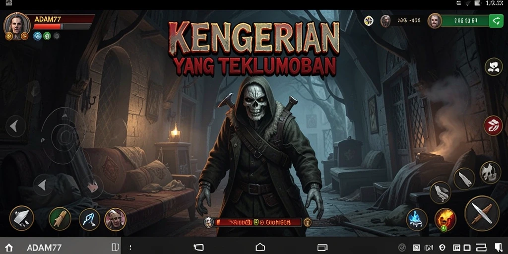 Screenshot utama ADAM77 menampilkan momen ketegangan dalam dunia Horror.