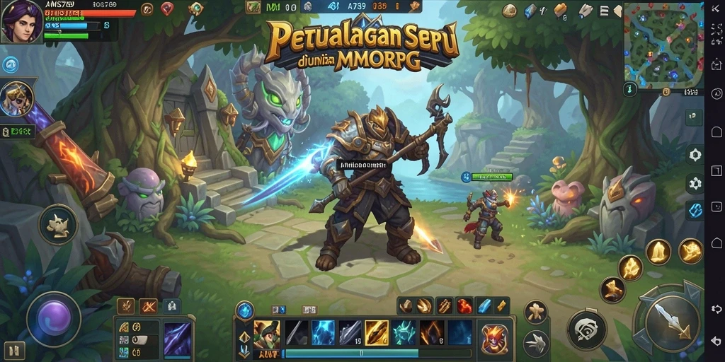 Screenshot menampilkan pertarungan epik di dunia MMORPG.