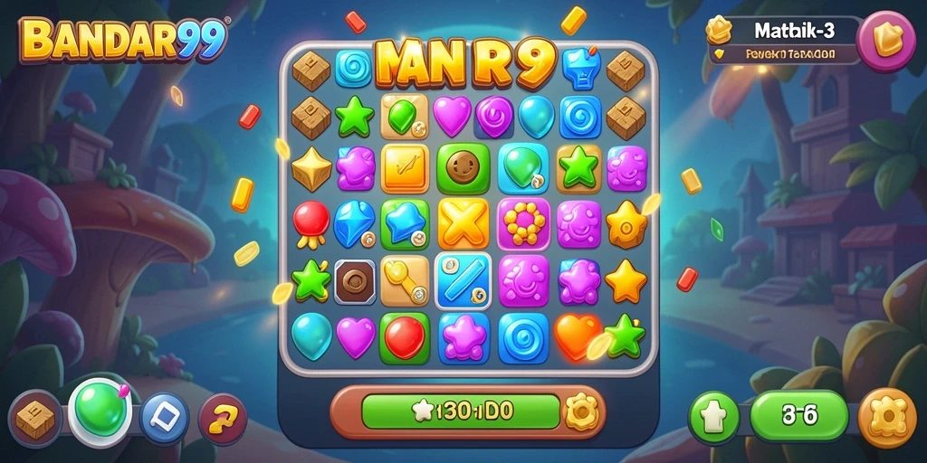 Menampilkan gameplay Match-3 yang seru dan adiktif.