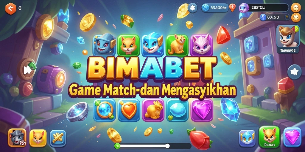 Screenshot gameplay <strong>BIMABET</strong> menampilkan aksi match-3 yang menarik.