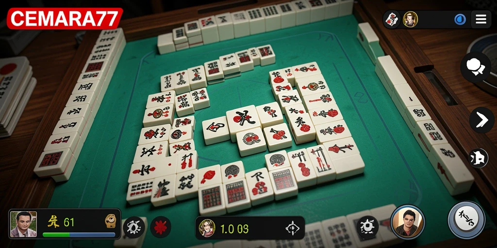 Screenshot gameplay CEMARA77 yang menampilkan tantangan Mahjong seru.