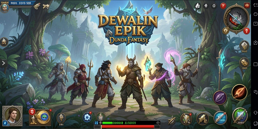 Screenshot DEWALIN menunjukkan pertarungan epik dengan karakter yang beragam.
