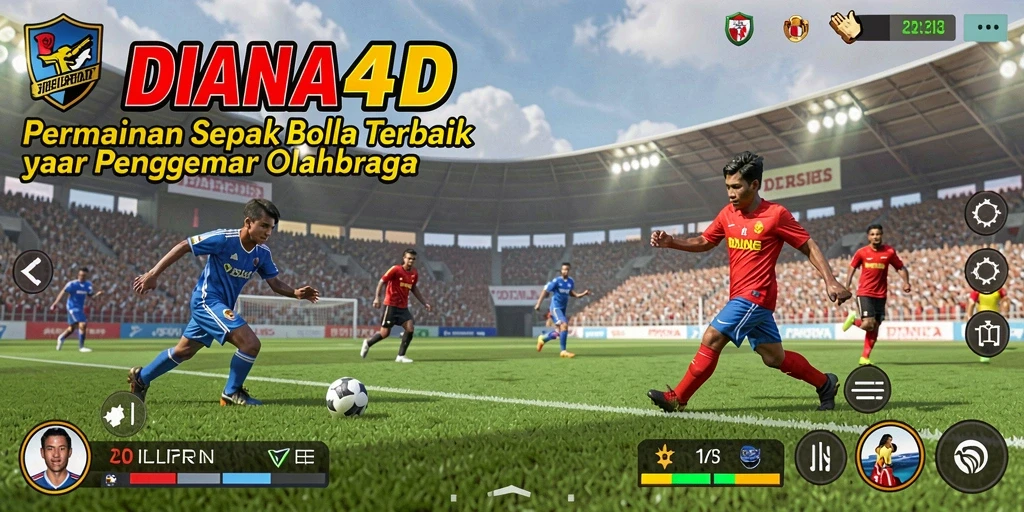 Tampilan gameplay menegangkan di lapangan sepak bola DIANA4D.