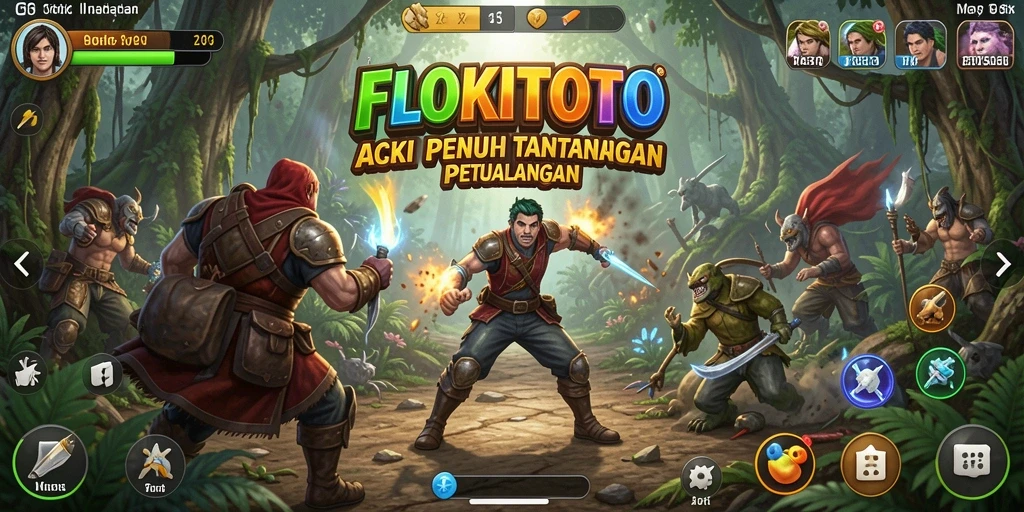 Tampilan gameplay seru dari FLOKITOTO saat aksi berlangsung.