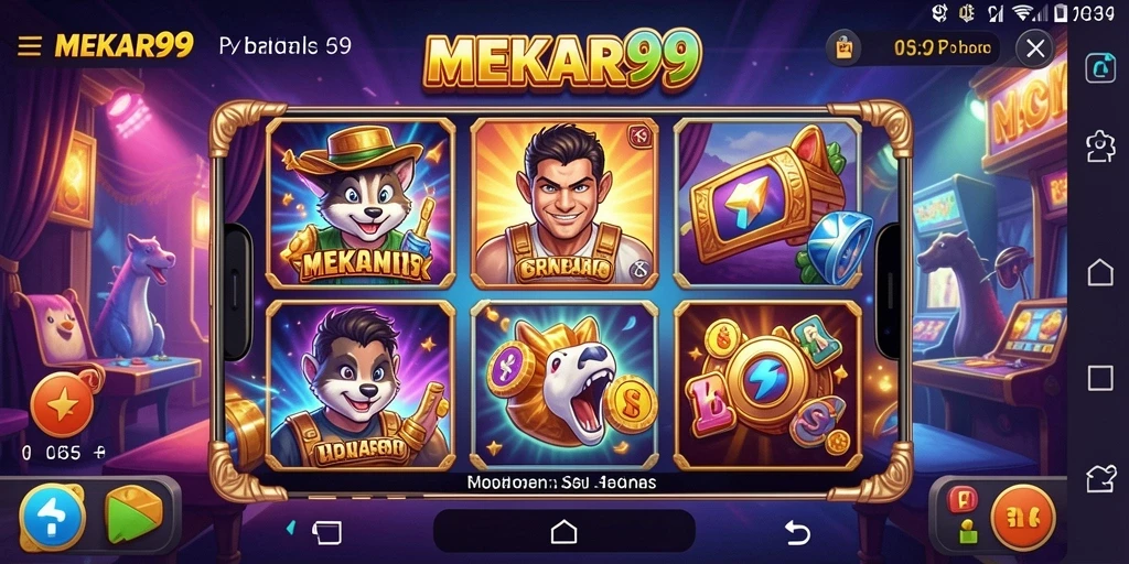 Tampilan permainan slot MEKAR99 yang menarik dan penuh warna.