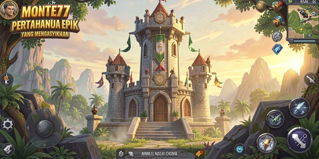 Tampilan gameplay menegangkan di MONTE77 dengan strategi Tower Defense.
