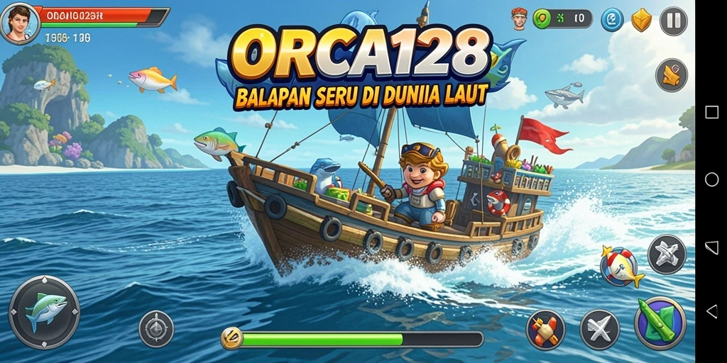 Screenshot gameplay ORCA128 menampilkan aksi balapan yang mendebarkan.
