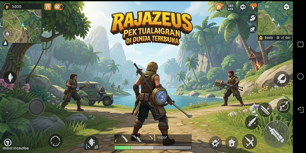 Tampilan gameplay RAJAZEUS yang menakjubkan di dunia terbuka.