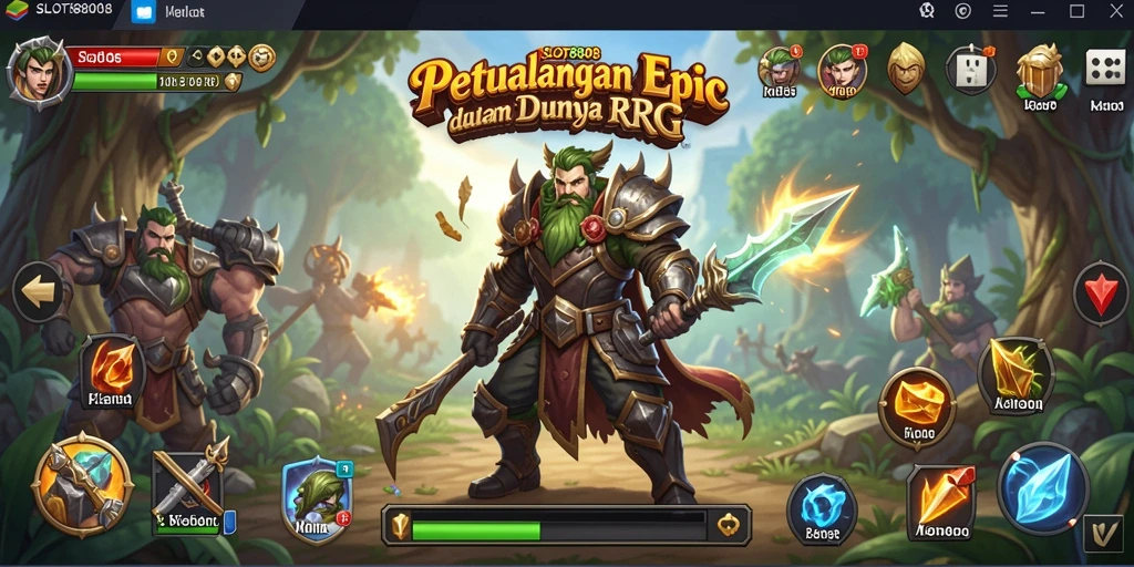 Tampilan gameplay epik dari SLOT8808 dengan karakter dan monster menakjubkan.
