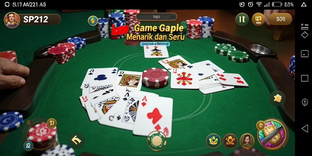Tampilan gameplay SP212 dengan suasana bermain Gaple yang seru.