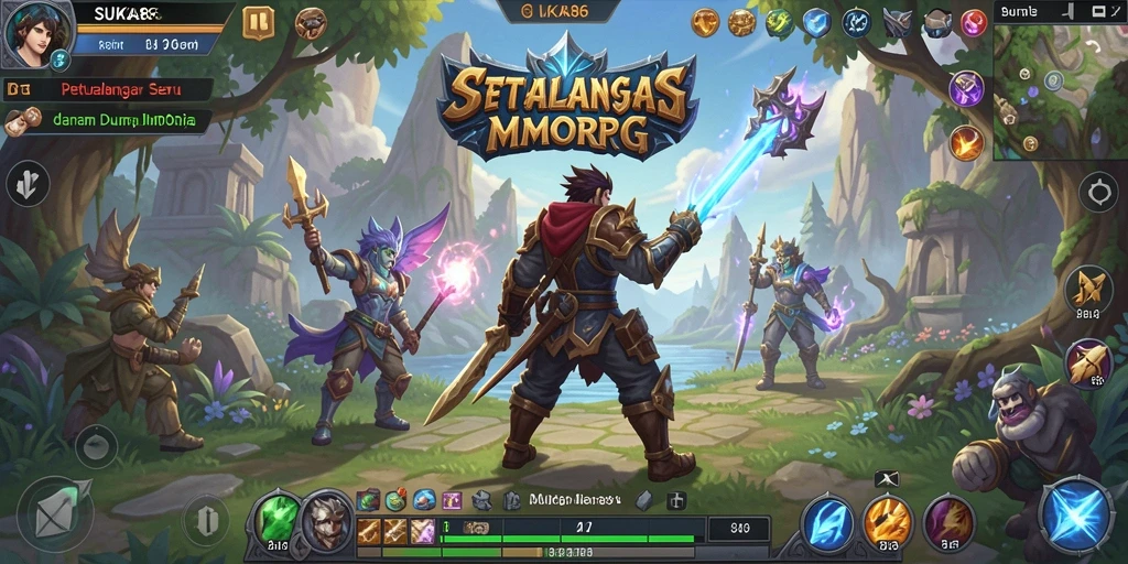 Tangkapan layar SUKA86 yang menampilkan pertarungan seru dalam setting MMORPG.