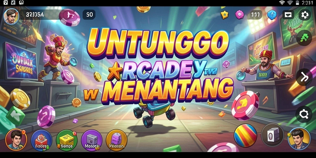 Tampilan gameplay UNTUNGGO dengan aksi seru dan warna-warni.