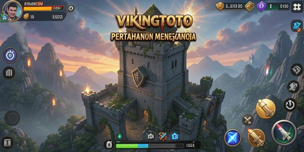 Screenshot gameplay VIKINGTOTO yang menunjukkan aksi pertahanan menara yang seru.