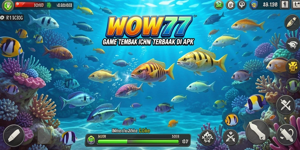 Tampilan gameplay WOW77 yang menarik saat menangkap ikan.